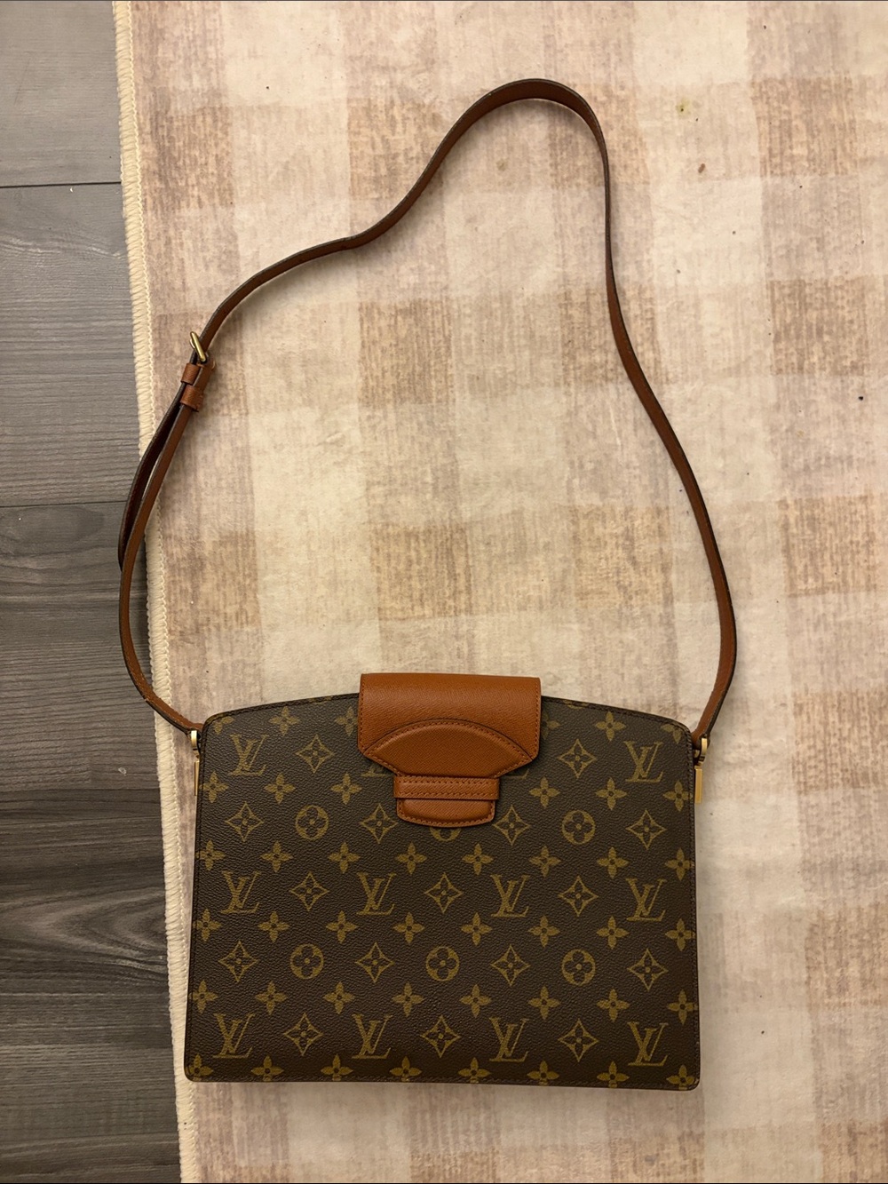 Louis Vuitton Monogram Canvas Messenger Bag with Tan Trim